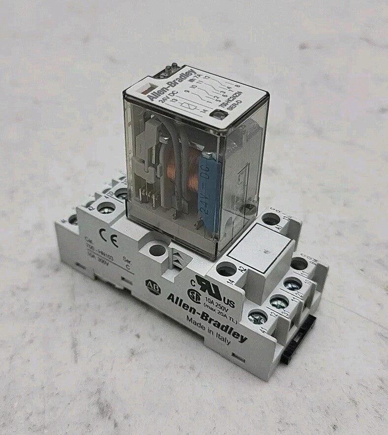 Allen Bradley 700-HC24Z24 24V Cube Relay Ser D 700-HN103 10A 300V Ser C Socket
