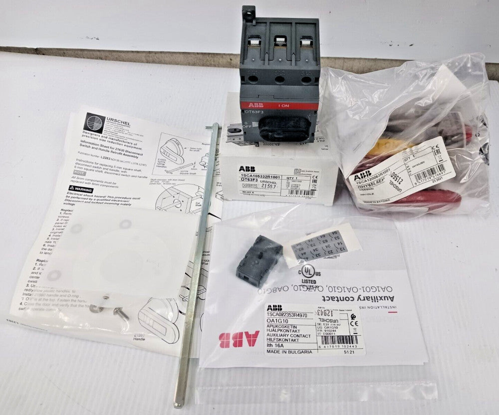 NEW ABB OT63F3 SWITCH DISCONNECTOR W/ OHY65L6EH HANDLE AND OA1G10 AUX CONTACT