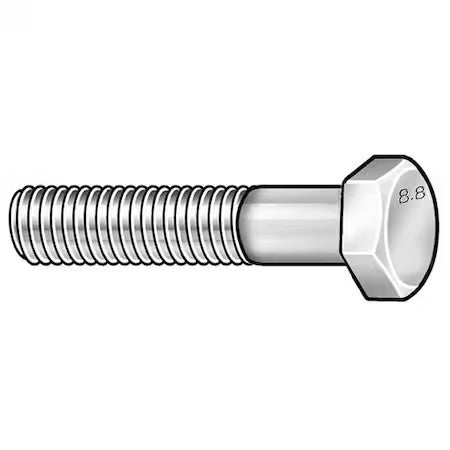 Zoro Select Hf08120700-010P2 Class 8.8, M12-1.50 Hex Head Cap Screw, Zinc