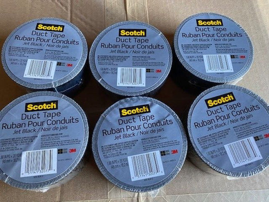 (6 ROLLS) SCOTCH DUCT TAPE JET BLACK. 1.88 IN X 20 YD