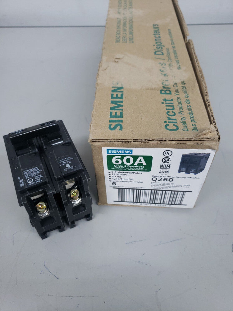 (1) New! Siemens Q260 2-Pole 60-Amp 120/240V Plug-In Circuit Breaker