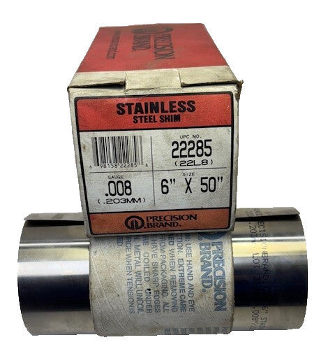 PRECISION BRAND SHIM 22285 STAINLESS STEEL 6"X 33-1/2", .008