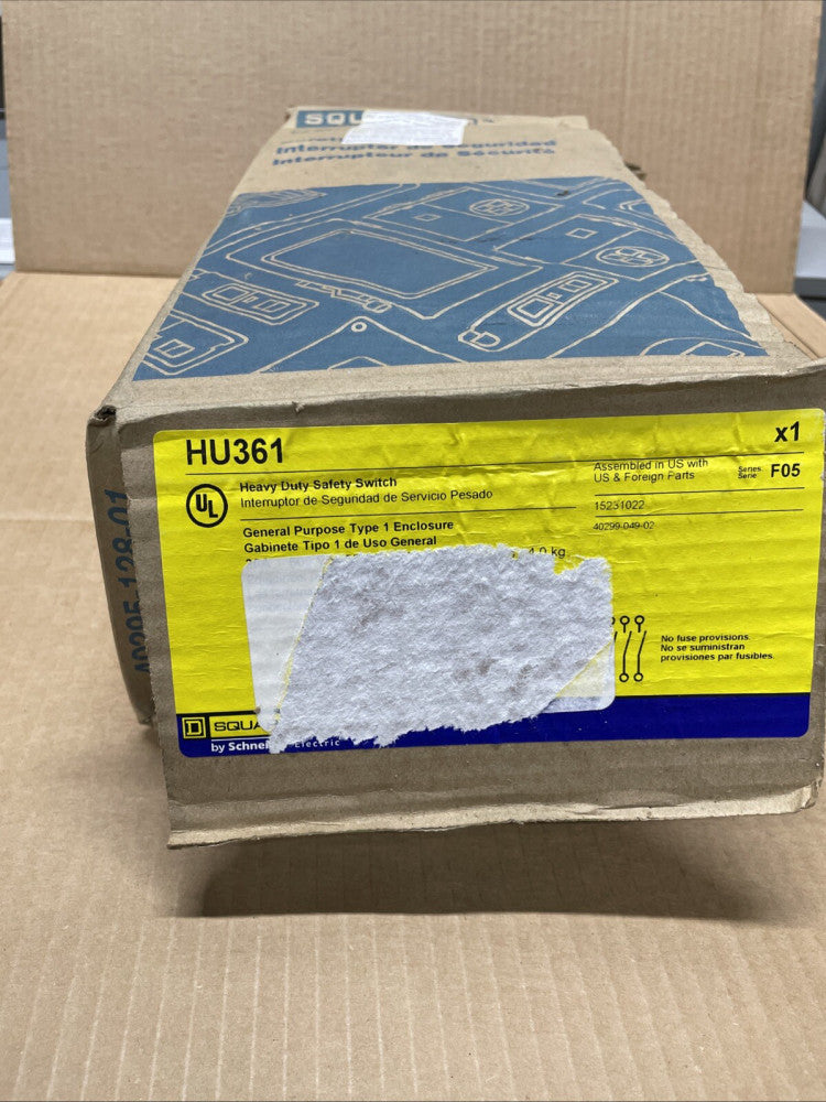 NEW SQUARE D FUSIBLE HEAVY DUTY SAFETY SWITCH 30 AMP 600V HU361