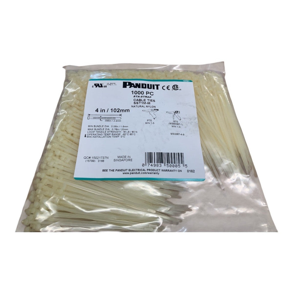1000 Quantity of Panduit Cable Ties PLT5H-C | 105N61 | 4IN, 102MM
