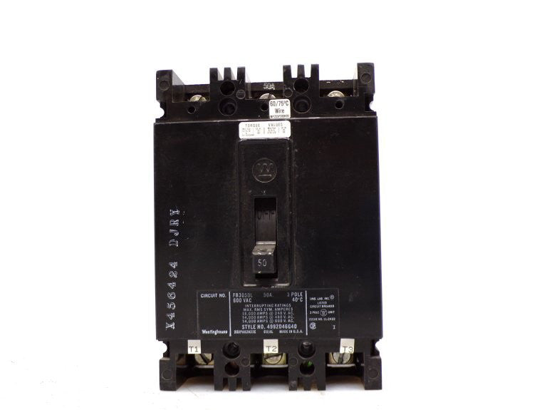 WESTINGHOUSE FB3050L CIRCUIT BREAKER