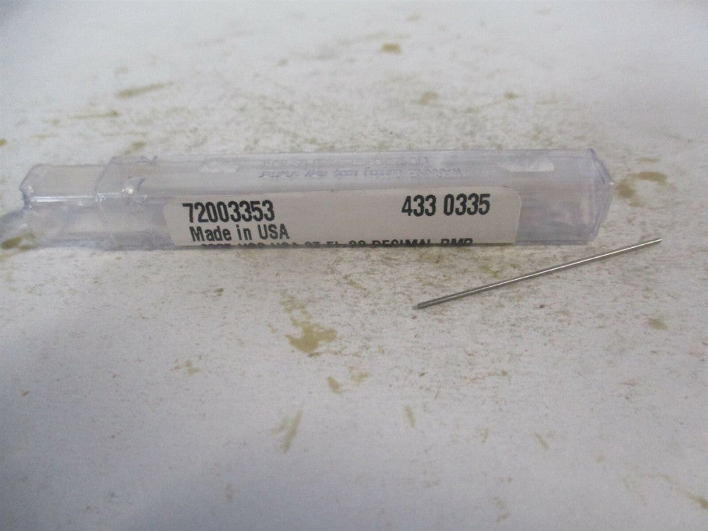 (433-0.0335) 0.0335" x 1/2" x 1-3/8" Straight Shank HSS 3-Flute Chucking Reamer 