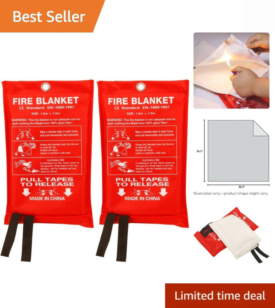 Portable Fire Suppression Blanket - 2 Pack, 39.3” Fire Safety Cover for Camping