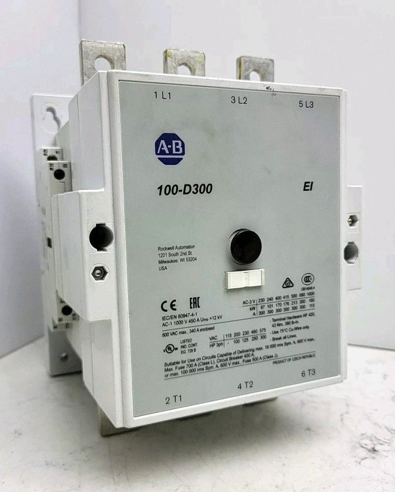 Allen Bradley 100-D300 3 Phase Contactor 3 Pole 24 Vdc For Control Electric Moto