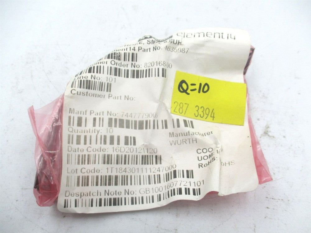 Wurth (7447779006) 6.8UH 2.91A 35MOHM 6.8 µH Shielded Drum Core - Lot of 10