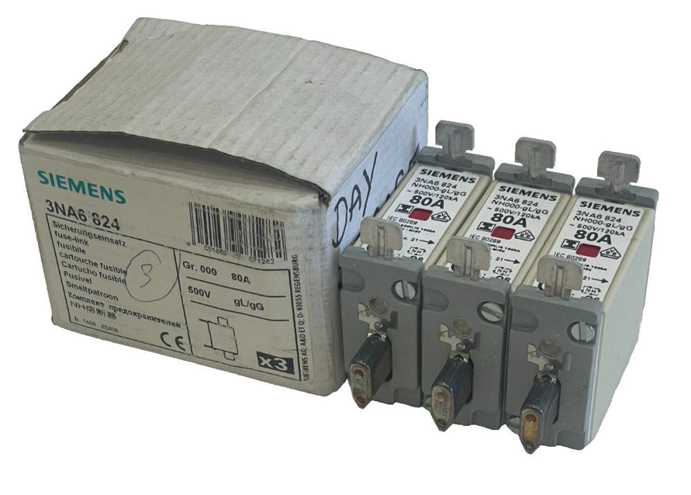NEW SIEMENS 3NA6824 FUSE LINK LOT OF 3