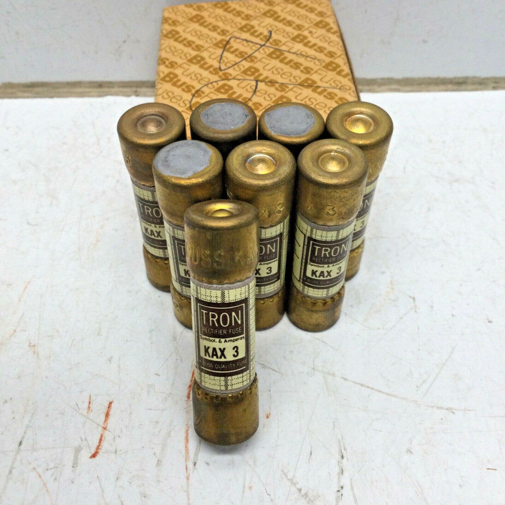 BUSSMANN BUSS KAX 3 TRON RECTIFIER FUSE 3 AMP 250VAC (LOT of 8)