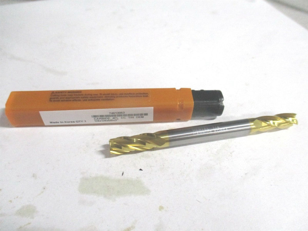 (750381) 1/4" x 5/8" x 1/4" x 3" OAL Solid Carbide 4 Flute Square End Mill 
