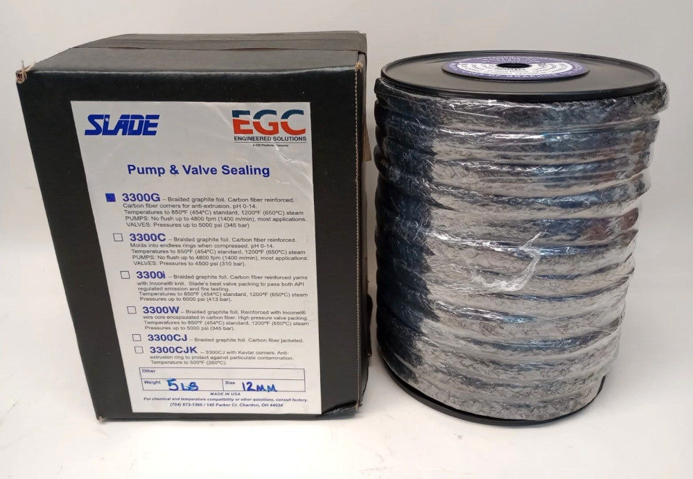 Slade 3300G 5LB 12mm Braided Graphite Foil Seal 5Lb Box Size 12mm