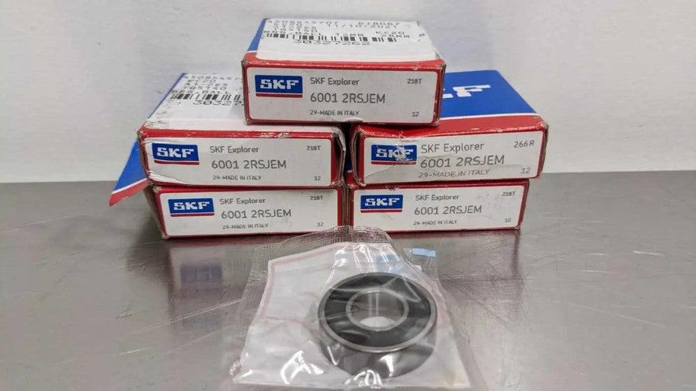 5 Pack SKF 6001 2RSJEM Deep Groove Ball Bearing 12mm ID x 28mm OD x 8mm Wide Exp