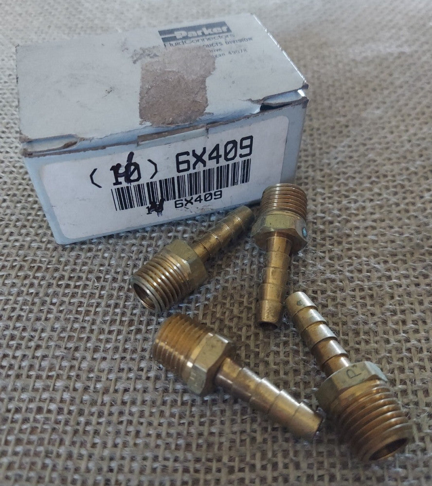 (4) Parker Fluid Connections 6X409 Male Hose Fittings
