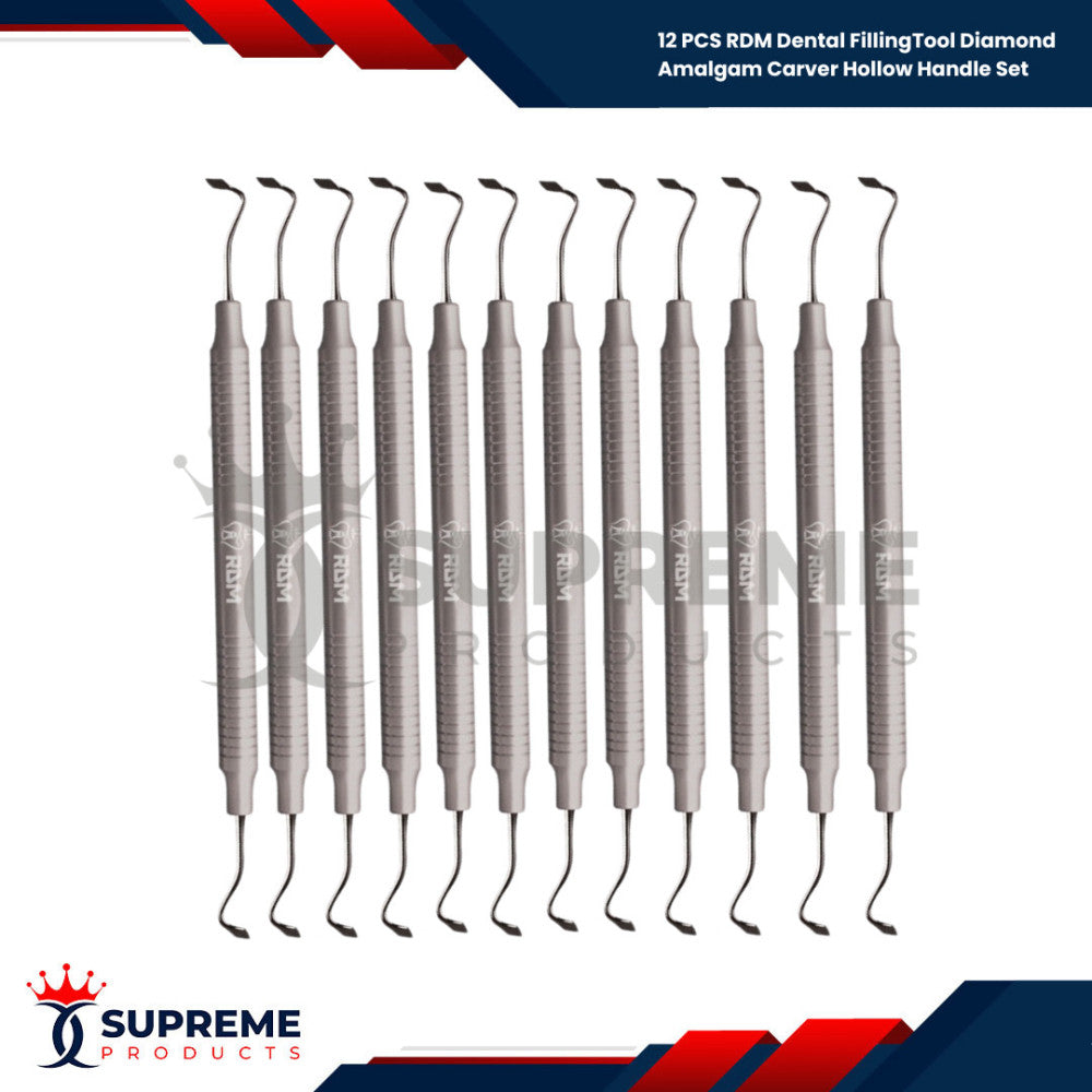 12 PCS RDM Dental FillingTool Diamond Amalgam Carver Hollow Handle Set