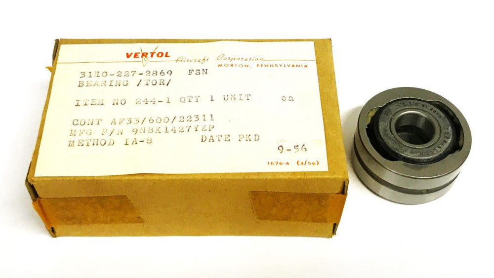 Torrington Self-Aligning Needle Bearing 9NBK1427YZP (3110--227-2869) NOS