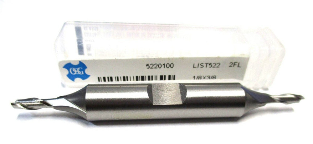 OSG (5220100) 1/8 x 3/8 x 3/8 x 3-1/16 2-Flute CC DE RH Cobalt Square End Mill