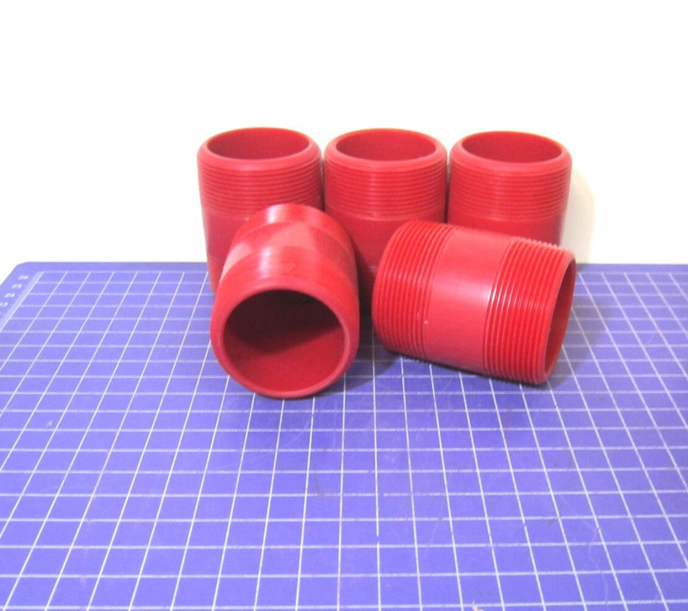 NIBCO 2" Pipe x 3" Long Red Kynar PVDF Nipples Schedule 80 Lot Of 5