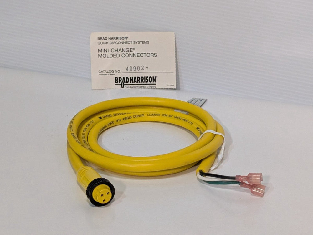 Brad Harrison 40902+ Mini-Change Cordset, 3P Female to Spade, 16/3awg, 600v 10a