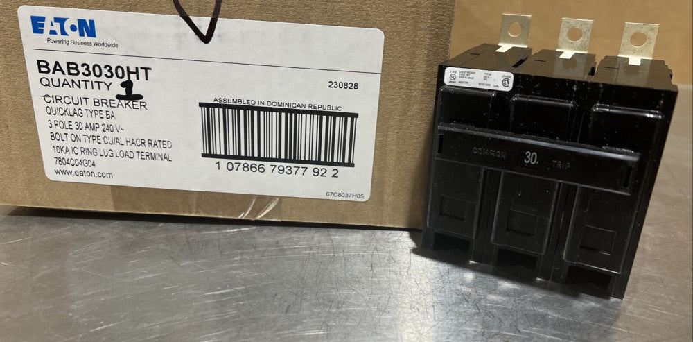 Eaton BAB3030HT Circuit Breaker Thermal Magnetic 3 Pole 30A BAB Series Nos