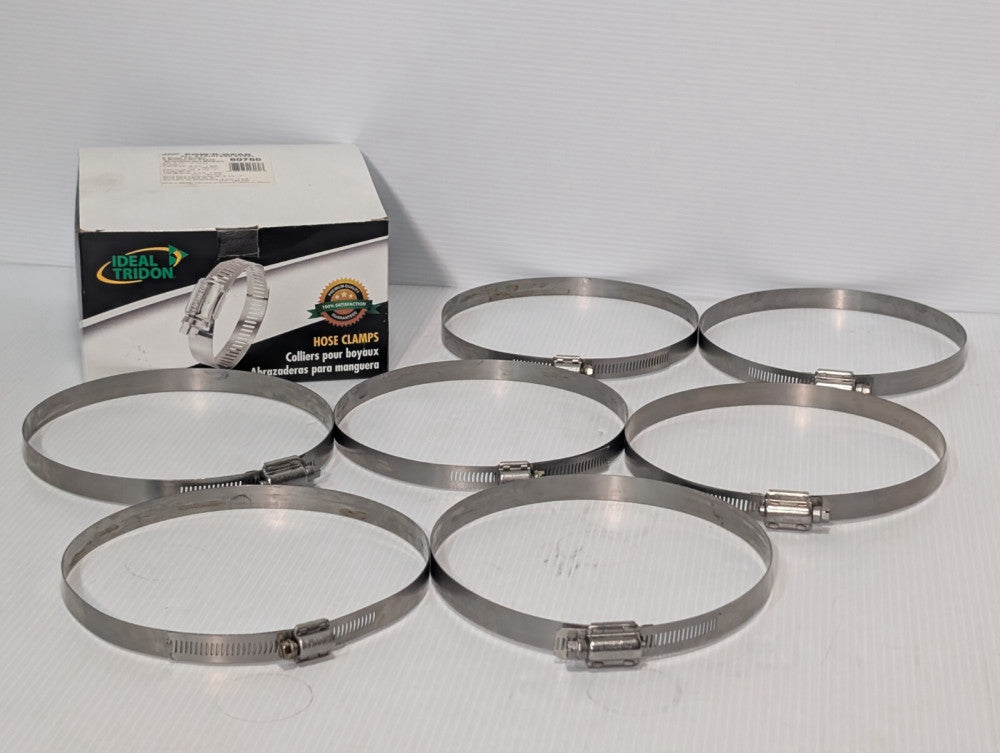 Lot of 7: Ideal-Tridon 60750, 762 Pow'r-Gear Stainless Steel Hose Clamps, 6.5-7"