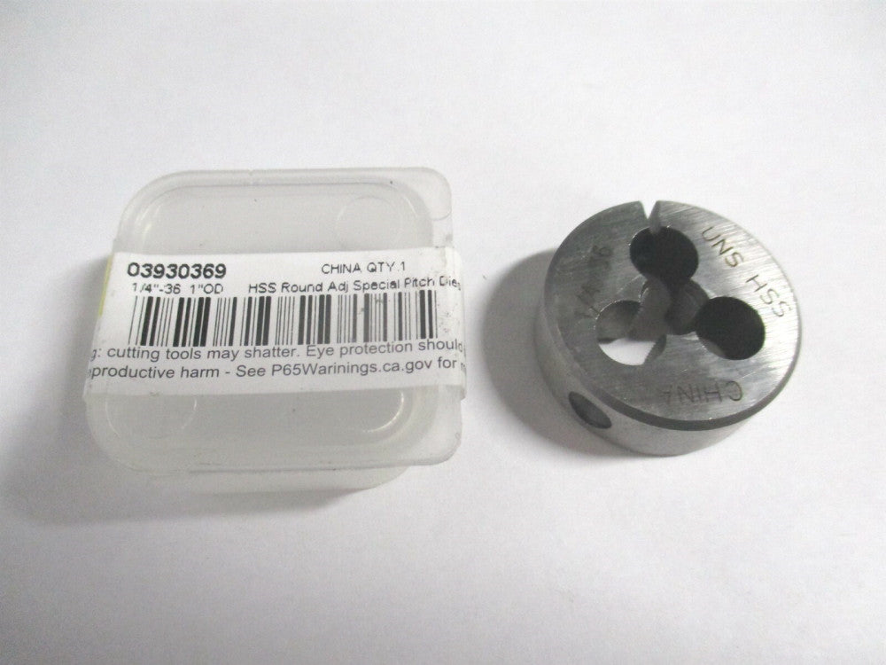 (315-1124) 1/4-36 UNS x 2" High Speed Steel RH Round Adjustable Die