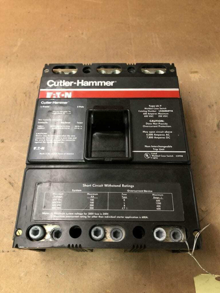Cutler-Hammer LS36060YA 600A 3 Pole Molded Case Circuit Breaker MCCB 600V 250V