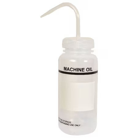 Zoro Select 24J914 Wash Bottle, 16 Oz, Labware Imprinting: Machine Oil, 6 Pk