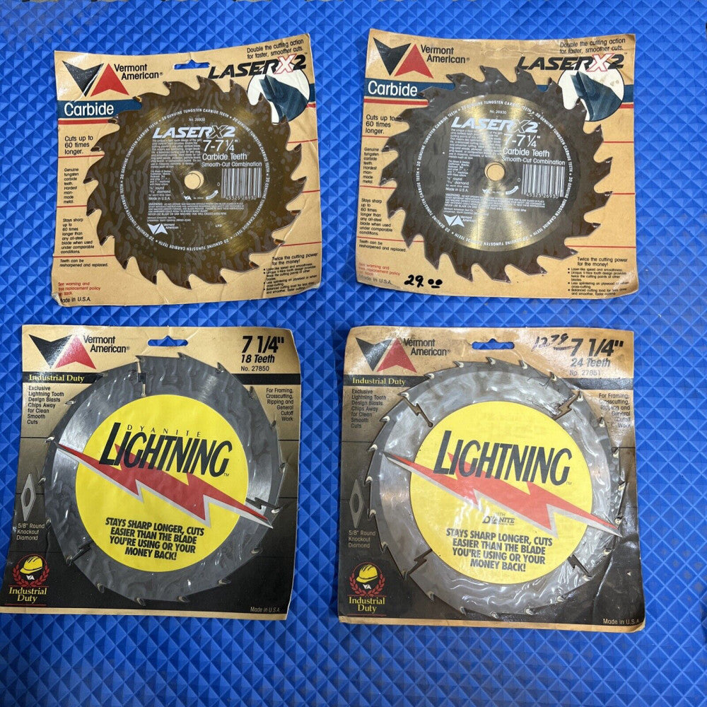 4 New  7 1/4 Vermont American Laser X2 20 tooth Lightning 24 tooth US Saw Blades