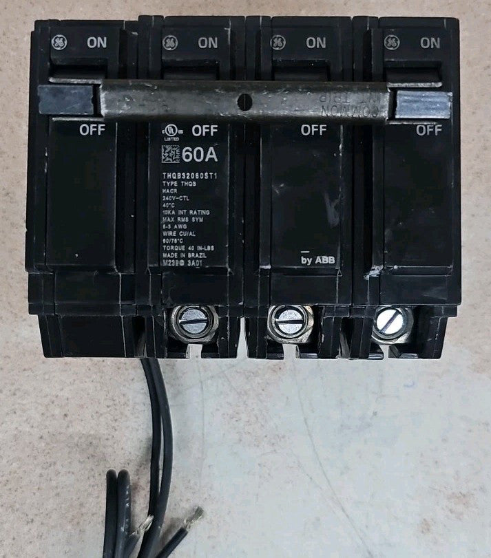 New Take Out GE THQB THQB32060ST1 3 Pole 60 Amp 240V Shunt Trip Circuit Breaker 