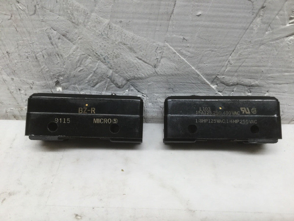 Micro Switch BZ-R Pin Plunger 15A 125, 250 or 480 VAC (Lot of 2)