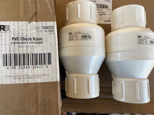 (2 PACK) RELIABILT 2-in PVC x PVC Sch 40 Spring Loaded Check 101-608RB / 154372