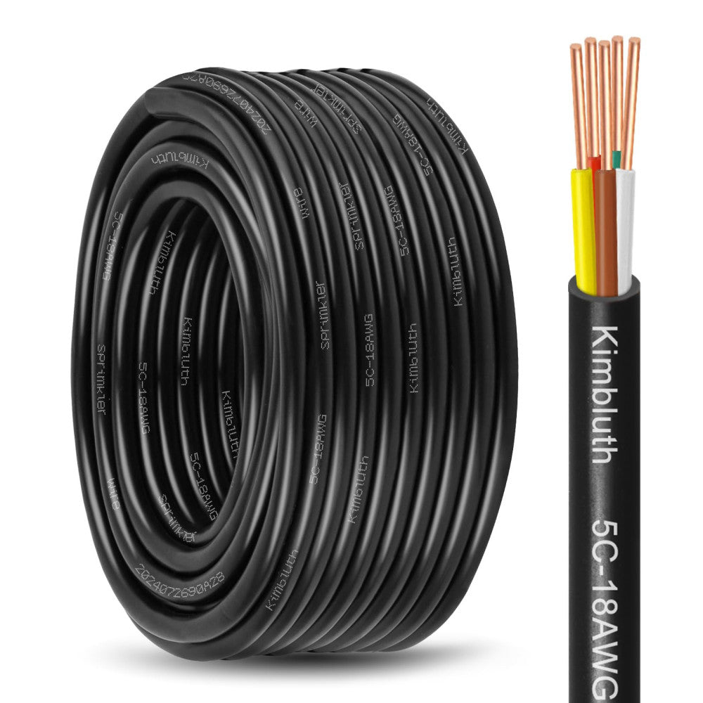 18/5 Solid Sprinkler Wire 200FT 18 Gauge 5 Conductor Irrigation Wire with UV ...