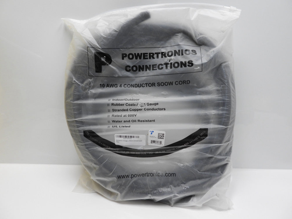 Powertronics 25ft 10 AWG 4-Conductor SOOW Cord 600V Cable