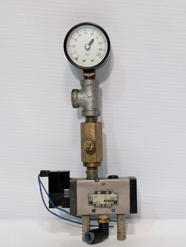 Konan Electric Co. Model #454S102C-L1 Solenoid Valve & 0-100 PSI Gauge, As Shown
