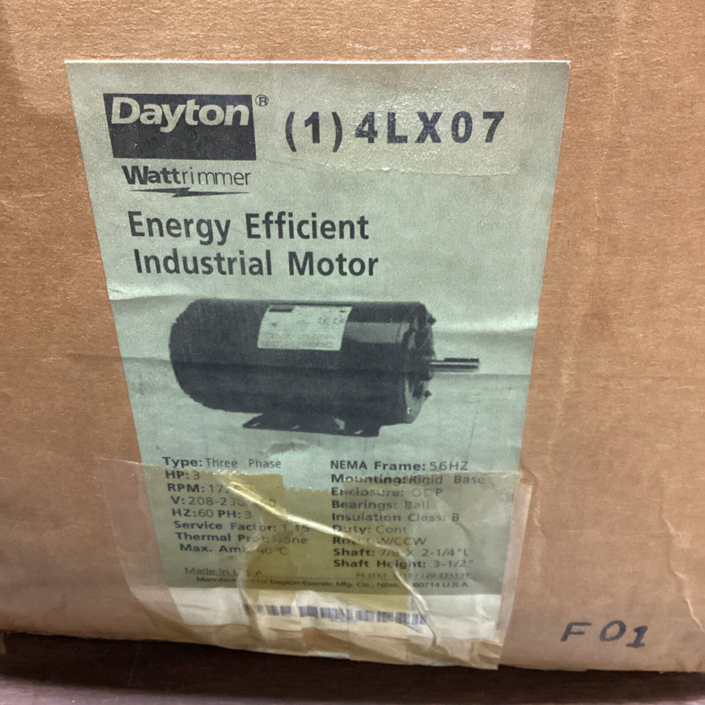 DAYTON 4LX07 INDUSTRIAL ELECTRIC MOTOR #4001CG