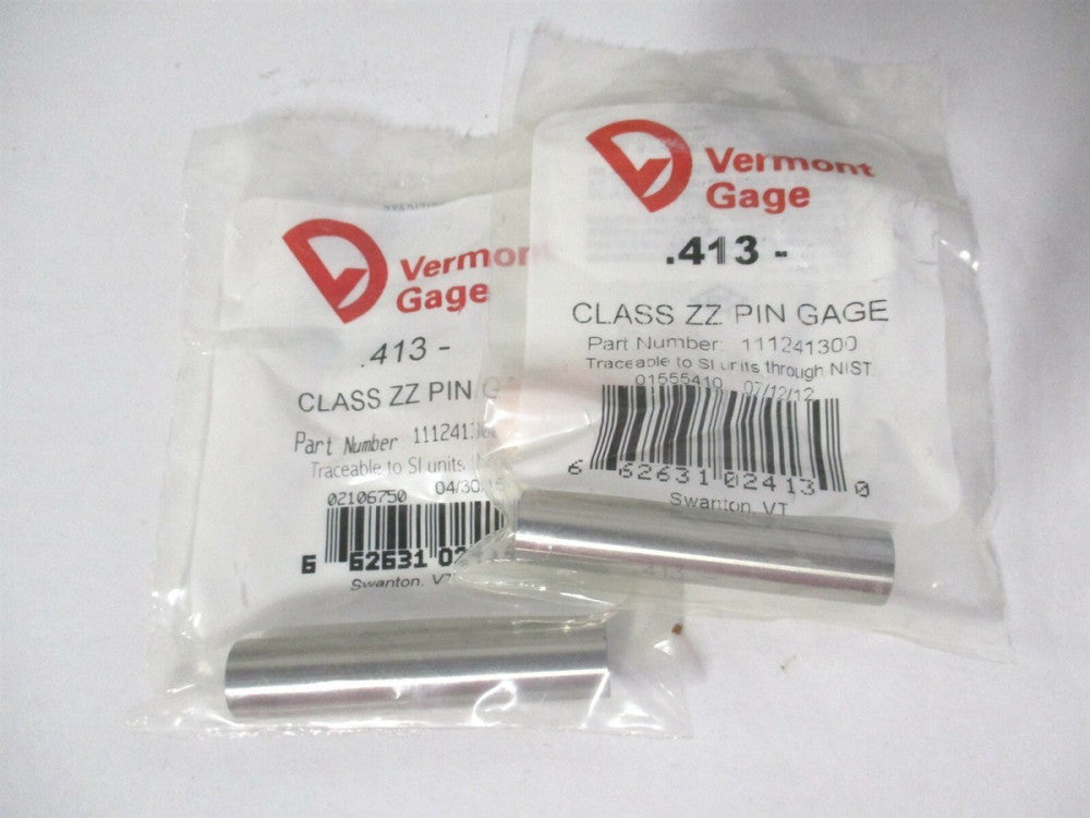 Vermont Gage (111241300) 0.413" Diam Class ZZ Minus Plug & Pin Gage - Lot of 2