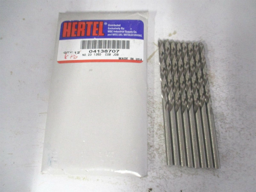 (04138707) #23 135° 2" x 3-1/8" OAL Cobalt RH Tapered Jobber Drill - Pack of 8