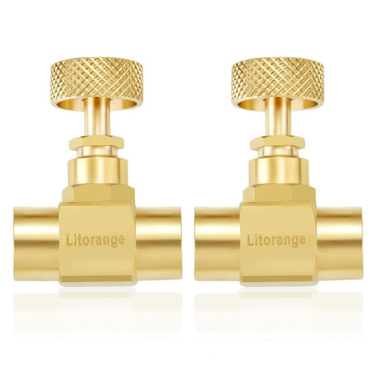 2 Pack Heavy Duty Brass Replacement Control Needle Valve 1/4" Female NPT X 1/