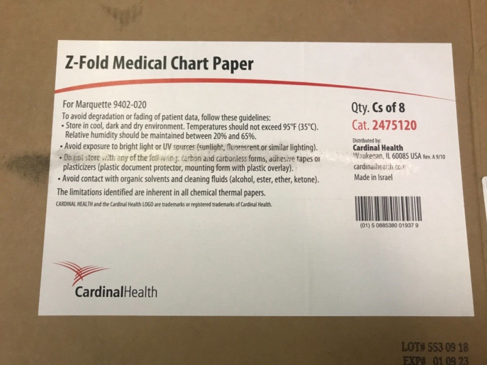 Cardinal Health #2475120 - Z-Folded Chart Paper, Marquette 9402-020, 8 ea/cs