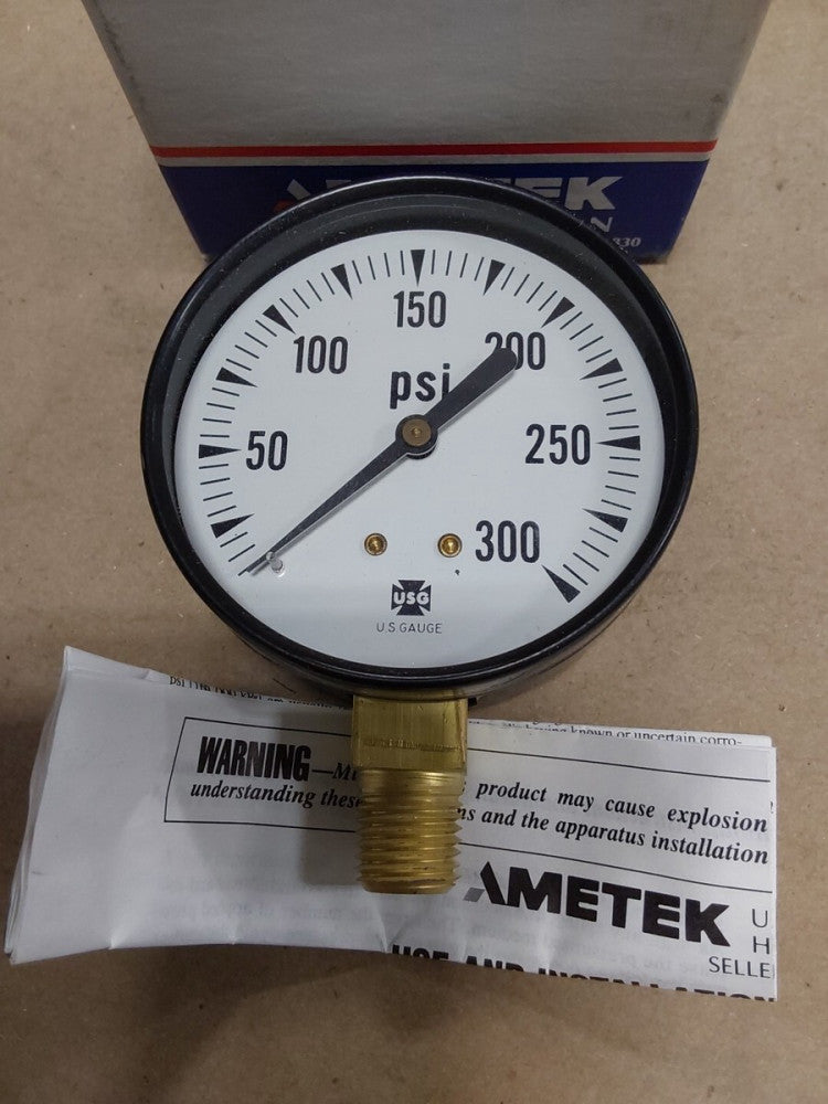NEW 2 1/2" USG P-500 0-300psi Pressure Gauge