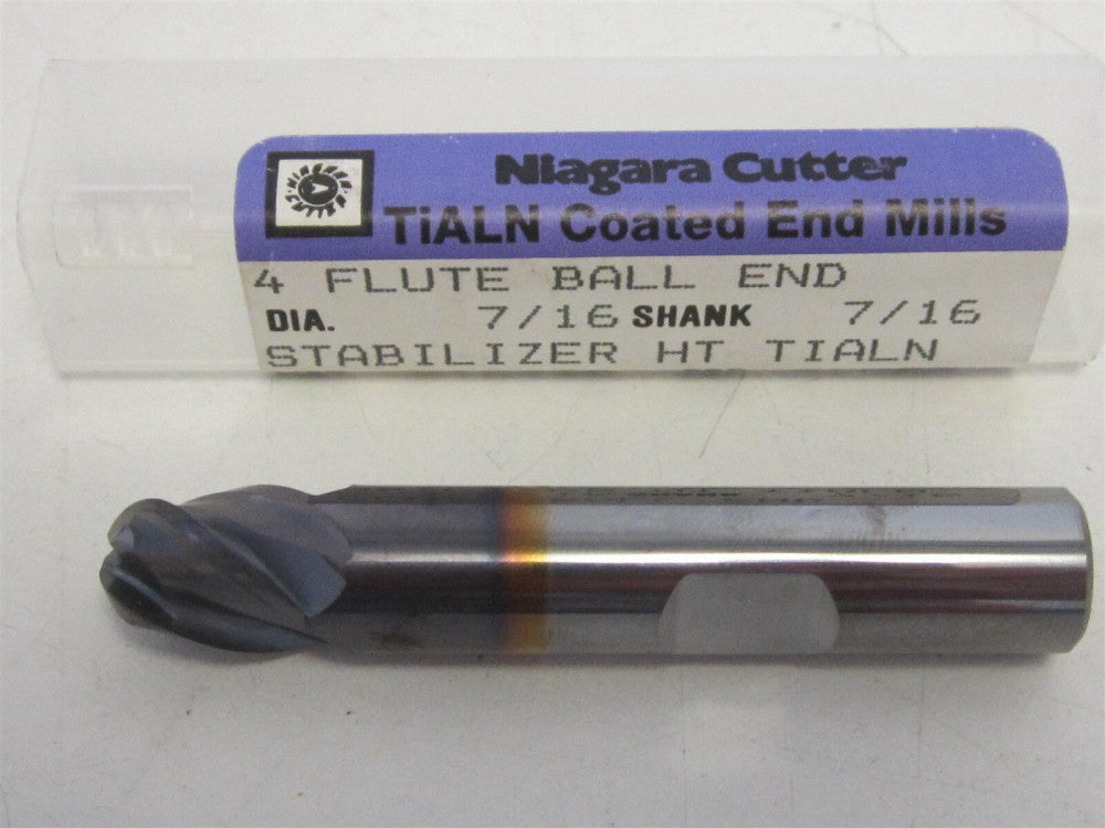 Niagara 57506 Carbide TiAlN 7/16 x 7/16 x 2-1/2 x 7/16 Stabilizer Ball End Mill 