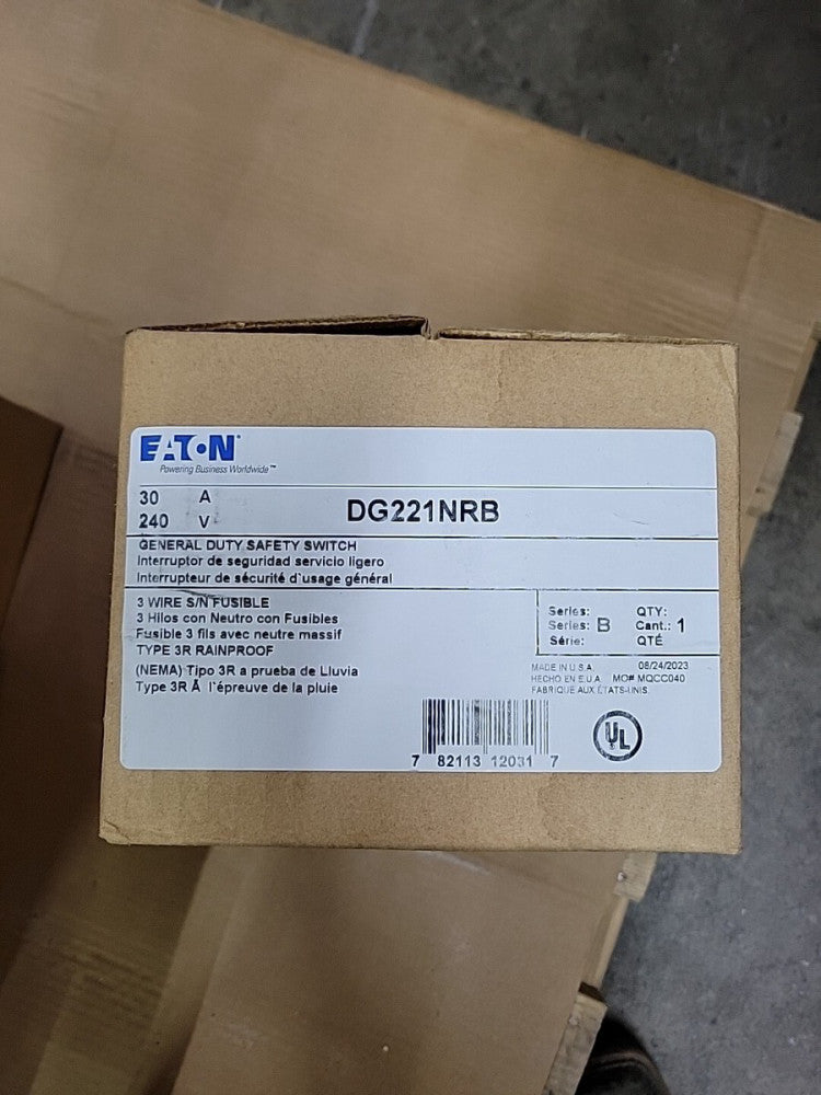 NEW EATON DG221NRB 30 Amp General Duty Safety Switch, 2P 240 VAC, Disconnect