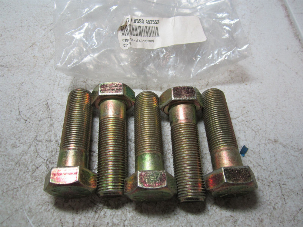 Brighton Best (452552) 3/4" - 16 Diameter 2-1/2 OAL Hex Cap Screw - Pack of 5