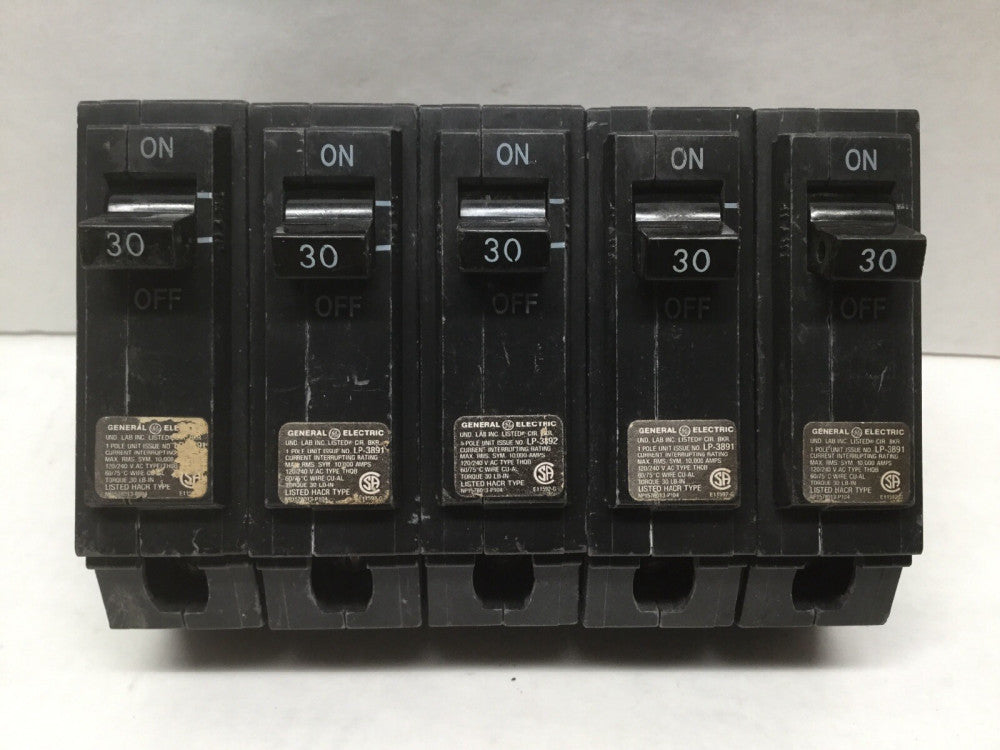 GE LP-3891 30 AMP Single Pole Circuit Breaker NP1578013-P104 (Lot of 5)