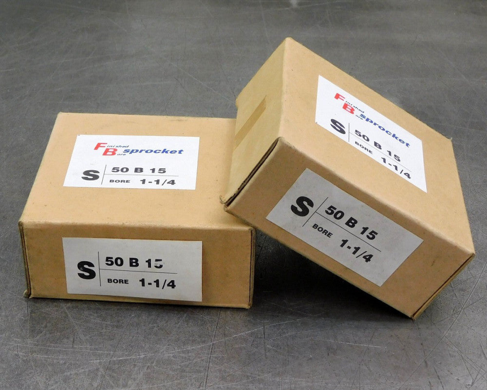 50B15H Sprocket 1-1/4" bore 15 Teeth RC50 RC 50 Gear Lot of Two (2)