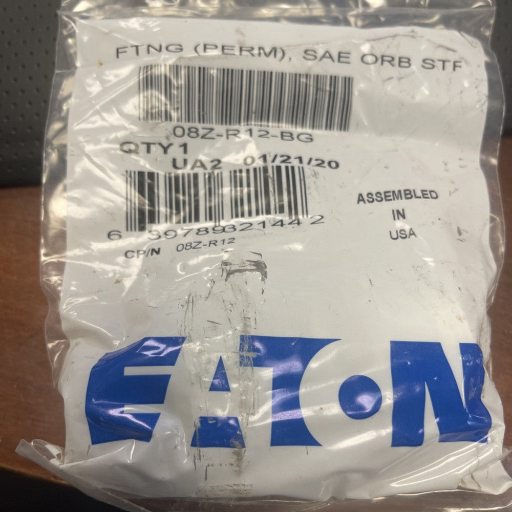Eaton Hydraulic -8 Hose Crimp Fitting SAE 1-1/16" ORB O-Ring Straight 1/2" Barb