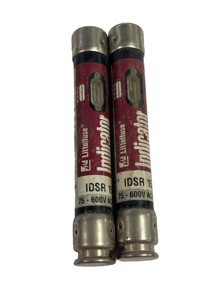 LITTELFUSE INDICATOR IDSR 15 FUSE, DUAL ELEMENT, 15 AMP, 600 VAC LOT OF 2