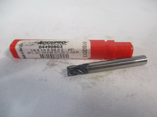 (446S2500C11) 1/4" x 3/8" x 1/4" x 2" 4Fl Solid Carbide Corner Chamfer End Mill 